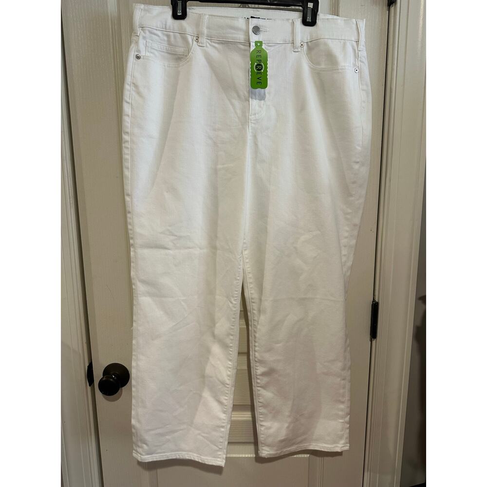 Women's Lands' End White Straight Leg Jeans 18W NWOT